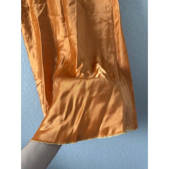 Tibi Satin Silky Raw Hem Orange Midi Skirt Aline Beachy Glam Timeless Elegant 8 - Picture 10 of 10